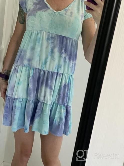 img 1 attached to Women'S Short Sleeve V Neck Tie Dye Floral Print Tunic Dress Flowy Summer Dresses review by Christina Luhrs