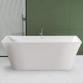 img 4 attached to FerdY Sentosa 59 Acrylic Freestanding Bathtub Contemporary Soaking Tub Brushed Nickel Drain Linear Overflow Easy Installation