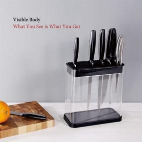 img 3 attached to KITCHENDAO XL Universal Knife Block Holder Without Knives, Detachable For Easy Cleaning, Extra Slots For Scissors And Sharpening Rod, For Safe, Space Saver Knife Storage, Unique Slot To Protect Blades