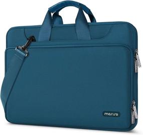 img 4 attached to 360° Protection Laptop Shoulder Bag For 17-17.3 Inch Dell XPS/HP Pavilion/Ideapad/Acer/Alienware/HP Omen, With Belted Sleeve In Teal Green By MOSISO
