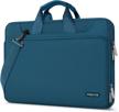 360° protection laptop shoulder bag for 17-17.3 inch dell xps/hp pavilion/ideapad/acer/alienware/hp omen, with belted sleeve in teal green by mosiso logo