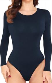 img 4 attached to Stylish And Comfortable: LAOLASI Women'S Slim Fit Bodysuit Shirt With Long Sleeves And Crew Neck