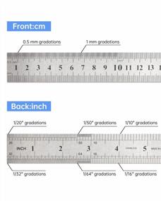 img 3 attached to Stainless Steel Metal Ruler Set Of 3 - 6 Inch, 8 Inch And 12 Inch For Home School Office Daily Use