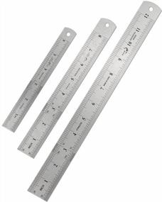 img 4 attached to Stainless Steel Metal Ruler Set Of 3 - 6 Inch, 8 Inch And 12 Inch For Home School Office Daily Use
