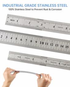 img 1 attached to Stainless Steel Metal Ruler Set Of 3 - 6 Inch, 8 Inch And 12 Inch For Home School Office Daily Use