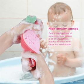 img 2 attached to 🛀 4-Pack SUPVOX Baby Bath Shower Sponge, Assorted Fruit Ultra Soft Bath Sponges for Baby Toddler Kids Bathing - Orange, Strawberry, Mango, Peach