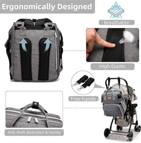 img 1 attached to 🎒 Convenient Diaper Bag Backpack: Foldable Baby Bed, USB Charging Port, Waterproof, Grey