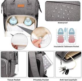 img 2 attached to 🎒 Convenient Diaper Bag Backpack: Foldable Baby Bed, USB Charging Port, Waterproof, Grey