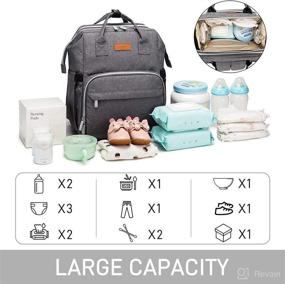 img 3 attached to 🎒 Convenient Diaper Bag Backpack: Foldable Baby Bed, USB Charging Port, Waterproof, Grey