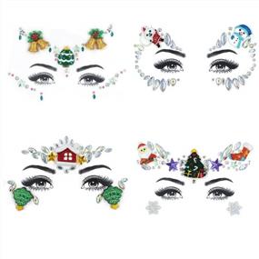 img 4 attached to Get Festive With Christmas Face Gems: Sparkling Xmas Body Jewelry & Rhinestone Tattoos For Parties & Makeup - Set Of 4