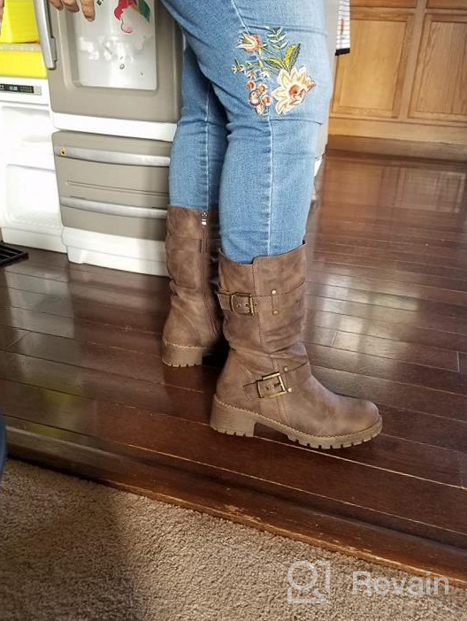 img 1 attached to Stylish Biker Boots For Women - GlobalWin Mid-Calf Dress Boots review by Joshua Gallegos