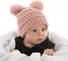img 4 attached to Funky Junque Exclusives Baby Infant Beanie Knit Warm Winter Pom Pom Skull Cap Hat
