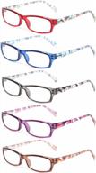 women's fashion reading glasses 5 pairs spring hinge pattern print eyeglasses kerecsen logo