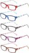 👓 kerecsen fashion ladies readers: 5 pairs of pattern print eyeglasses for women with spring hinge – stylish reading glasses logo
