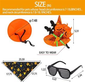 img 3 attached to FOKICOS 3-Piece Cat Puppy Small Dog Halloween Costume Set - Hat, Scarf, Sunglasses - Witch Apparel for Party Cosplay (Size 2)