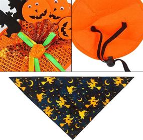 img 2 attached to FOKICOS 3-Piece Cat Puppy Small Dog Halloween Costume Set - Hat, Scarf, Sunglasses - Witch Apparel for Party Cosplay (Size 2)