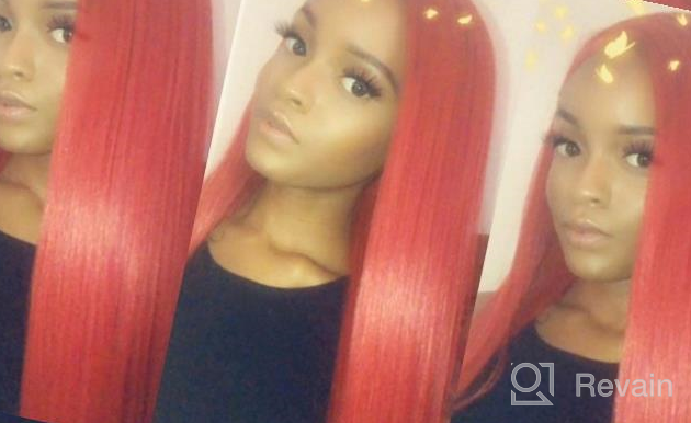 img 1 attached to Long Wavy Red Lace Front Wig For Women By Kalyss 28 - Heat Resistant, Yaki Synthetic Fiber Middle-Parted Wig With Frontal Lace, Ideal For Any Event review by Drake Burroughs