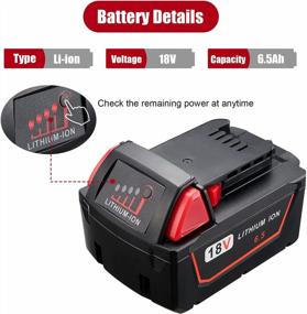 img 1 attached to KUNLUN 2 Pack 6.5Ah 18V Battery For Milwaukee M18 Battery Lithium High Output 18-Volt Battery Pack For Milwaukee 48-11-1850 48-11-1852 48-11-1862 48-11-1860 48-11-1828 48-11-1815 48-11-1822 Batteries