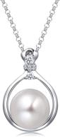 💎 molah sterling silver pearl pendant necklace: genuine cultured freshwater pearl with cubic zirconia, 10.5-11mm size, 16" chain + 2" extension logo