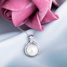 img 3 attached to 💎 Molah Sterling Silver Pearl Pendant Necklace: Genuine Cultured Freshwater Pearl with Cubic Zirconia, 10.5-11mm Size, 16" Chain + 2" Extension