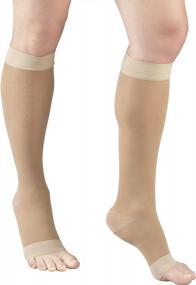 img 1 attached to Truform Open Toe Sheer Compression Stockings For Women - 15-20 MmHg, Knee High Length, 20 Denier Nude Shade, X-Large Size