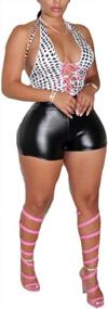 img 4 attached to Turn Up The Heat In Acelyn'S High-Waisted Faux Leather Biker Shorts For Women