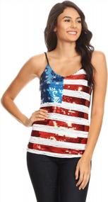 img 4 attached to Sequin Patriotic USA Flag Cami Blouse Tank Top For Women By Anna-Kaci
