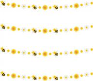beyumi bee flower garland felt artificial craft fake bumblebee beehive daisy sunflower hanging garland banner spring summer what will it bee party decor for gender reveal birthday baby shower, 4 pcs logo