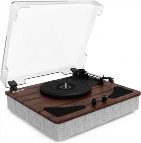 img 4 attached to 3-Speed Vinyl Record Player W/ Speakers, Bluetooth & Anti Dust Cover - RIF6 Dark Brown Wood Design