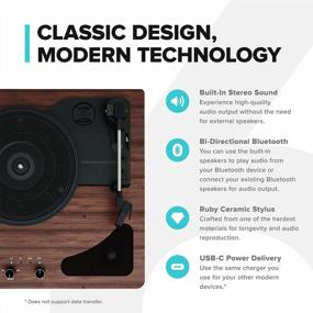 img 3 attached to 3-Speed Vinyl Record Player W/ Speakers, Bluetooth & Anti Dust Cover - RIF6 Dark Brown Wood Design