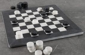 img 3 attached to RADICALn Checkers Board Game 15 Inches Black And White Handmade Marble 2 Player Tournament Checker Set - Portable Table Draughts Kids Board Games Sets