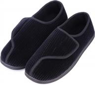 comfortable and therapeutic: longbay men's memory foam diabetic slippers with plush fleece for arthritis, edema, and swollen feet logo
