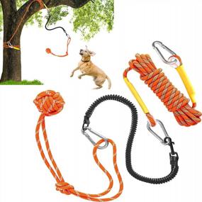 img 4 attached to XiaZ Spring Pole Dog Rope Toys - Outdoor Bungee Hanging Toy With 16Ft Rope For Pitbulls And Large Breeds, Perfect For Tug Of War, Pulling, And Exercise, Also Ideal For Solo Play