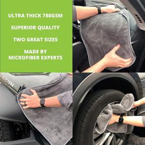 img 2 attached to 🚗 Premium 800 GSM Ultra-Thick Microfiber Car Cleaning Cloths, 18 x 30 in. (Pack of 3), Ideal for Polishing, Washing, and Auto Detailing - Arkwright