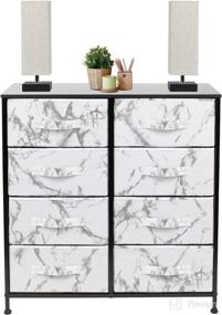 img 2 attached to Sorbus 9-Drawer Dresser: Stylish Furniture Storage Solution for Bedroom, Hallway, Closet, and Office Organization - Durable Steel Frame, Wooden Top, and Fabric Bins (Marble White - Black Frame)