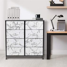 img 3 attached to Sorbus 9-Drawer Dresser: Stylish Furniture Storage Solution for Bedroom, Hallway, Closet, and Office Organization - Durable Steel Frame, Wooden Top, and Fabric Bins (Marble White - Black Frame)