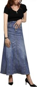 img 1 attached to CHARTOU Женская длинная джинсовая юбка трапециевидной формы в стиле ретро с пуговицами и открытой упаковкой