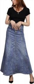 img 2 attached to CHARTOU Женская длинная джинсовая юбка трапециевидной формы в стиле ретро с пуговицами и открытой упаковкой