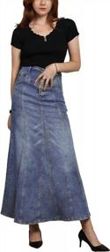 img 3 attached to CHARTOU Женская длинная джинсовая юбка трапециевидной формы в стиле ретро с пуговицами и открытой упаковкой