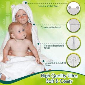 img 3 attached to Ultra Soft & Absorbent Liname Bamboo Baby Hooded Towels With Bear Ears - Unisex For Infants & Toddlers (White)
