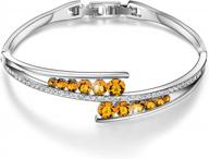 adjustable hinged white gold plated crystal bangle bracelet - menton ezil love encounter jewelry логотип