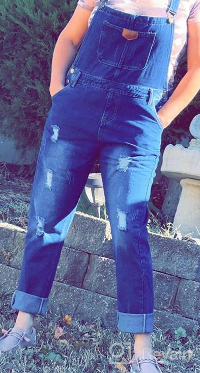 img 1 attached to Stylishly Ripped: Women'S Adjustable Strap Denim Overalls By AvaCostume review by Sarah Holmes