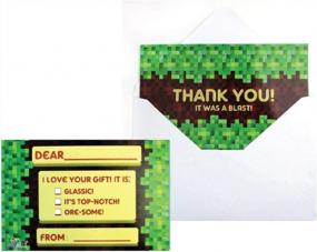 img 2 attached to TINYMILLS Pixels Miner Birthday Fill In The Blanks Thank You Cards With Envelopes Set (Pack Of 25) Premium Double Sided Cardstock Notes Birthday Thank You Cards