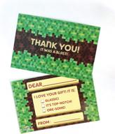 tinymills pixels miner birthday fill in the blanks thank you cards with envelopes set (pack of 25) premium double sided cardstock notes birthday thank you cards logo
