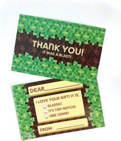 img 3 attached to TINYMILLS Pixels Miner Birthday Fill In The Blanks Thank You Cards With Envelopes Set (Pack Of 25) Premium Double Sided Cardstock Notes Birthday Thank You Cards