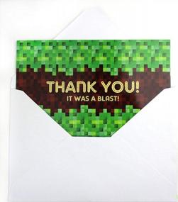 img 1 attached to TINYMILLS Pixels Miner Birthday Fill In The Blanks Открытки с благодарностью и набором конвертов (упаковка из 25) Премиум двусторонние открытки с заметками на день рождения Открытки с благодарностью