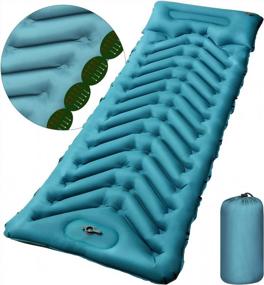 img 4 attached to Ultralight Insulated Static V Sleeping Pad By PELLOR - Connectable Camp Air Mattress With Foot Inflatable Pump For Backpacking, Hiking, Tenting, And Traveling