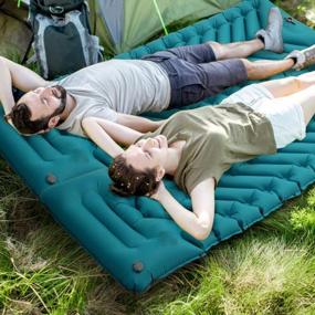 img 1 attached to Ultralight Insulated Static V Sleeping Pad By PELLOR - Connectable Camp Air Mattress With Foot Inflatable Pump For Backpacking, Hiking, Tenting, And Traveling