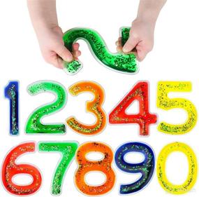 img 4 attached to 🔢 Sensory Gel Filled Numbers by Playlearn – Squishy Toy Set for Tactile Learning – Textured Moveable Number Toy – Perfect for Sensory Education