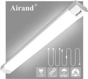 img 4 attached to 18W LED Shop Light Fixture 2FT 4FT With Plug - Waterproof Linkable Tube Lights 5000K, 1800 LM Ceiling & Closet Lighting W/ ON/Off Switch